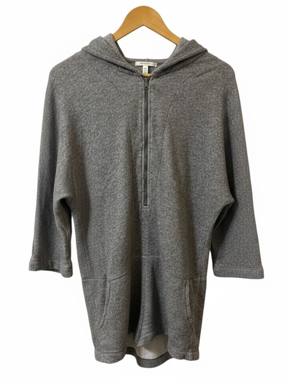 BCBGMAXAZRIA Bryoni Heather Gray Hooded Romper Size Medium Zip Front